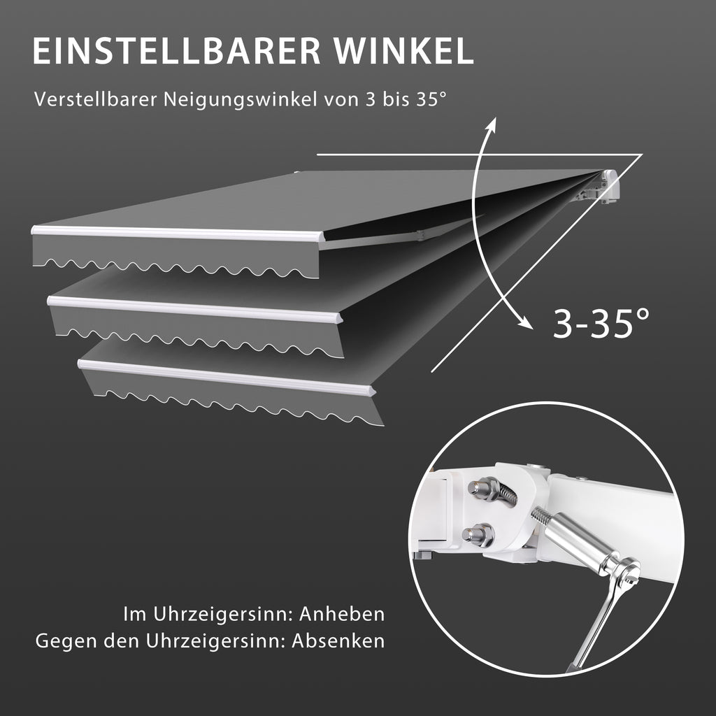 Gelenkarmmarkise Basic 2000 6 x 3,5 m  Gestell weiß  Stoff Uni, anthrazit