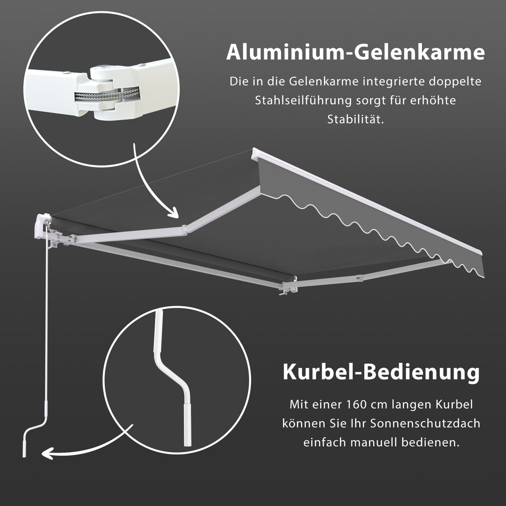 Gelenkarmmarkise Basic 2000 6 x 3,5 m  Gestell weiß  Stoff Uni, anthrazit