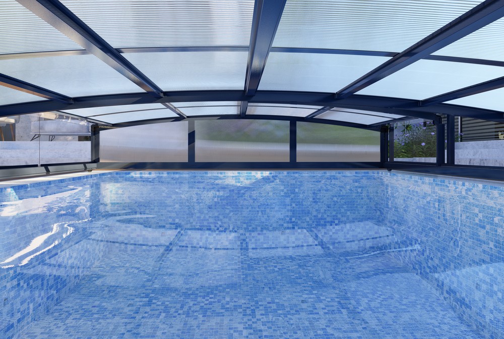 Poolüberdachung Aqualina aus Aluminium, ca. 6,63 x 3,26 x 0,8 m