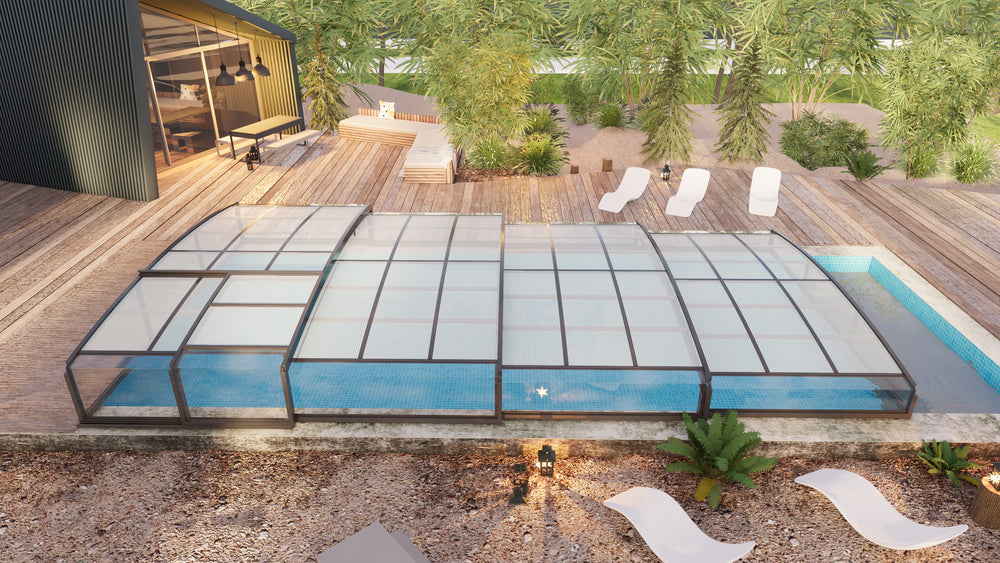 Poolüberdachung Aqualina aus Aluminium, ca. 8,81 x 4,26 x 0,92 m