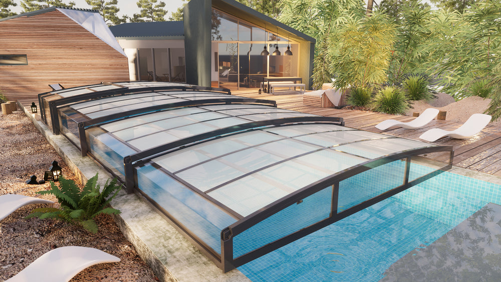 Poolüberdachung Aqualina aus Aluminium, ca. 8,81 x 4,26 x 0,92 m