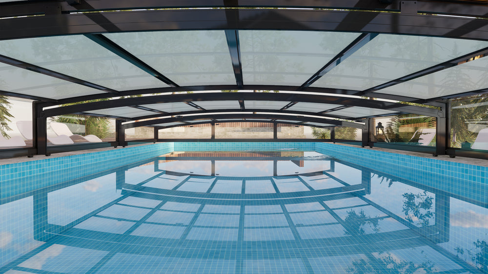 Poolüberdachung Aqualina aus Aluminium, ca. 8,81 x 4,26 x 0,92 m