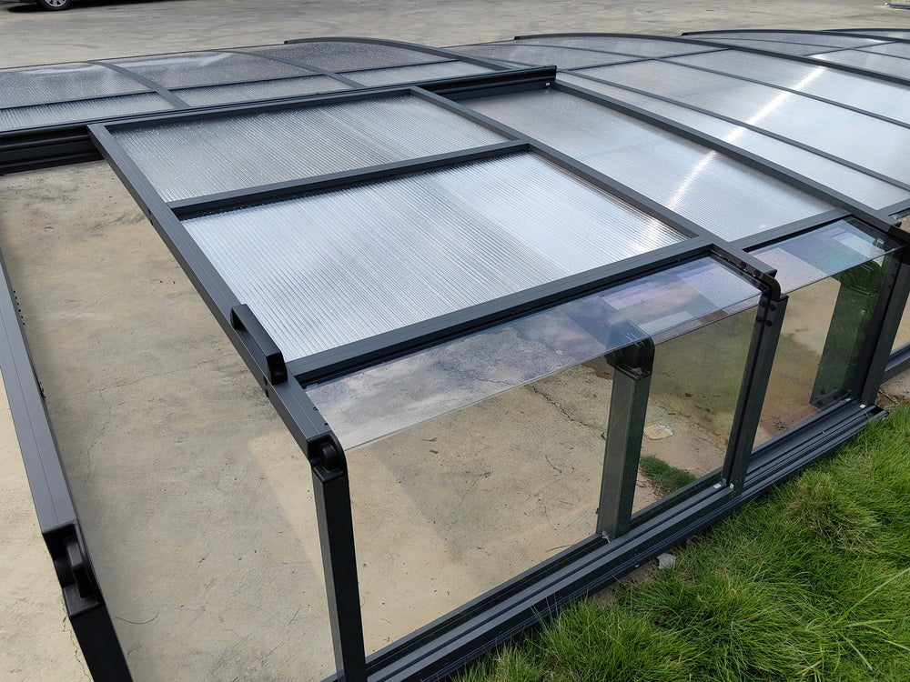 Poolüberdachung Aqualina aus Aluminium, ca. 8,81 x 4,26 x 0,92 m